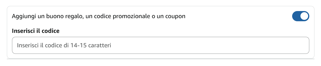 dove inserire il codice sconto amazon