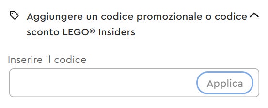 inserire un codice sconto lego